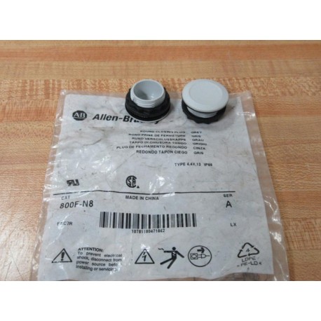 Allen Bradley 800F-N8 Round Closing Plug 800FN8 (Pack of 2)