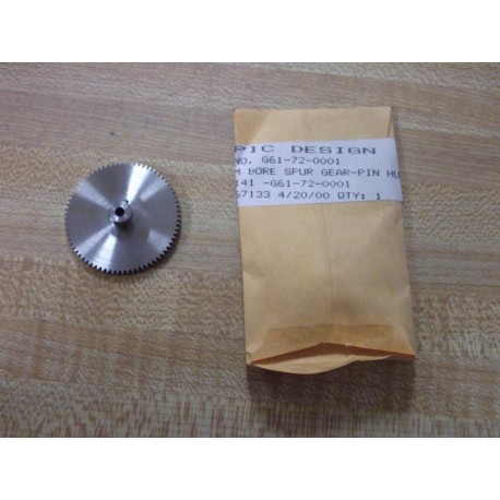 Pic Design G61-72-0001 Spur Gear-Pin Hub