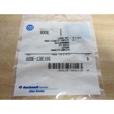 Allen Bradley 800E-13BE166 Legend Unit Ser A