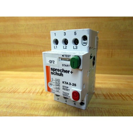 Sprecher + Schuh KTA3-25-1A Motor Starter Protector KTA3251A QF2 - Used