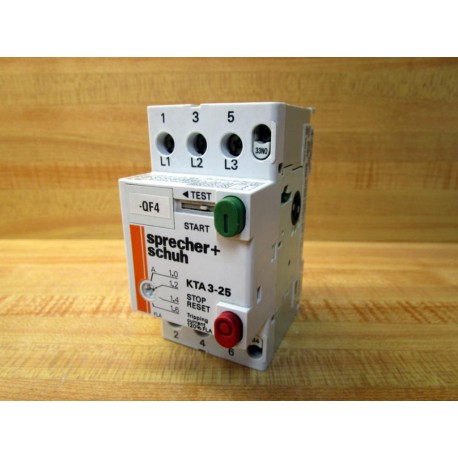 Sprecher + Schuh KTA3-25-1.6A Motor Starter Protector KTA32516A QF4 - Used
