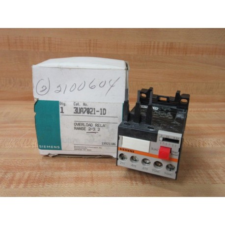 Siemens 3UA7021-1D Overload Relay 3UA70211D