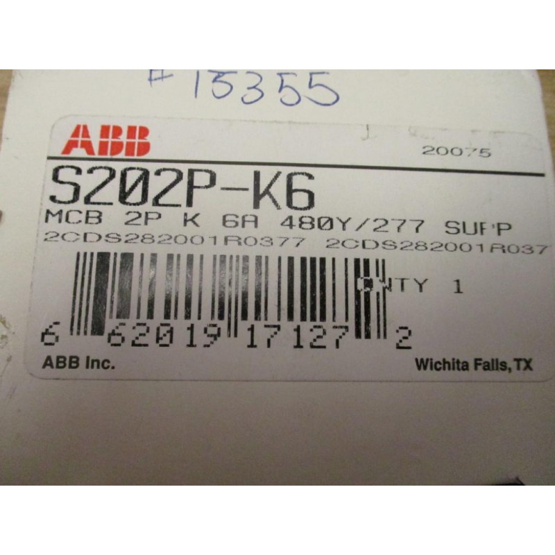 ABB S202P-K6A 6 AMP Circuit Breaker S202P-K6 - Mara Industrial