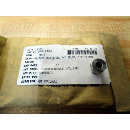 Fisher Controls 1L345935072 Orifice Regulator