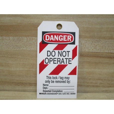 Brady 66063 Lockout Tag Do Not Operate (Pack of 26) - New No Box