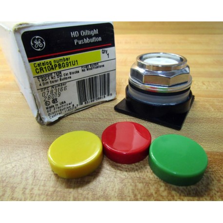 General Electric CR104PBG91U1 Push Button GE WO Contact3 Colors