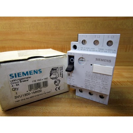 Siemens 3VU1300-1MK00 Starter Motor Protector 3ZX1012-0VU13-1AA1