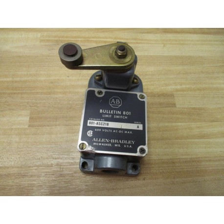 Allen Bradley 801-ASC218 Limit Switch 801ASC218 W Lever Arm & Roller - Used
