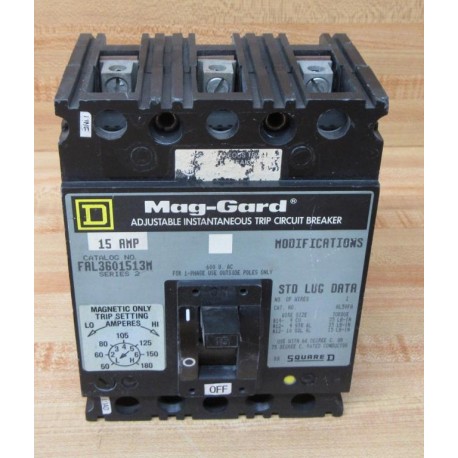 Square D FAL3601513M 15a Circuit Breaker - Used