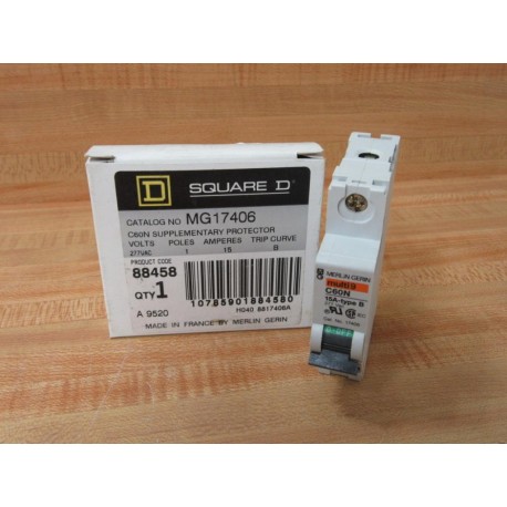 Square D MG17406 Merlin Gerin 88458 Schneider 15A Breaker 17406