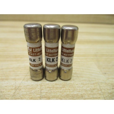 Littelfuse KLK 2 Fuse KLK2 Tested (Pack of 3) - New No Box