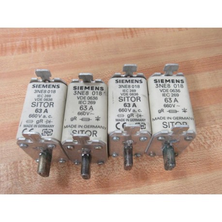 Siemens 3NE8 018 Fuse Link 3NE8018 (Pack of 4) - Used