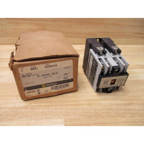 Square D 8501-XO20V06 AC Control Relay 8501XO20V06 Series A