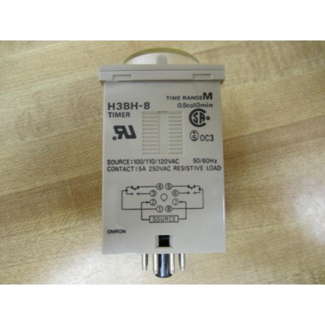 Omron H3BH-8 Timer H3BH8 Range 0.5-10Min 100110120VAC - New No Box