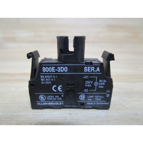 Allen Bradley 800E-3D0 Pilot Light Module 800E-3DO WO Bulb (Pack of 3) - Used