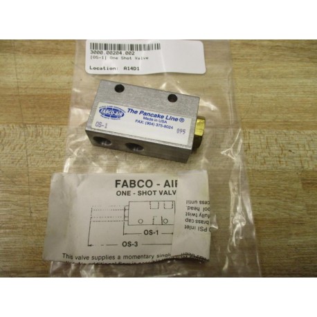 Fabco-Air OS-1 One Shot Valve 0S-1 - New No Box