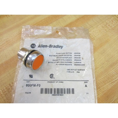 Allen Bradley 800FM-F0 Metal Flush Push Button 800FMF0