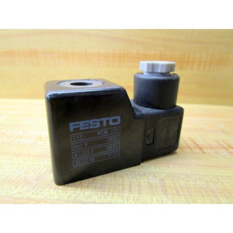 Festo MSW-220 Solenoid Valve Coil WConnector MSW220 - Used