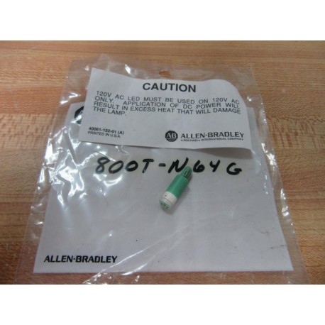 Allen Bradley 800T-N64G Green Led Lamp 800TN64G