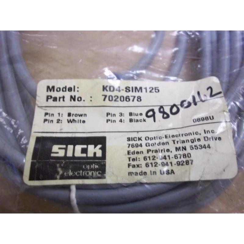 SICK OPTIC CORDSET  MDL# KD4-SIM125  PN 7020678 