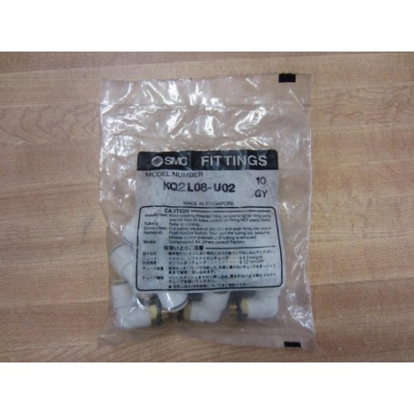 SMC KQ2L08-U02 One Touch Elbow Fitting KQ2L08U02 (Pack of 10)