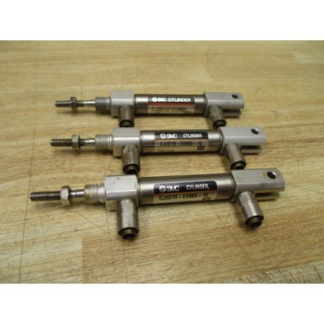 SMC CJ2D10-E0965-15 Air Cylinder CJ2D10E096515 W Fittings (Pack of 3) - Used