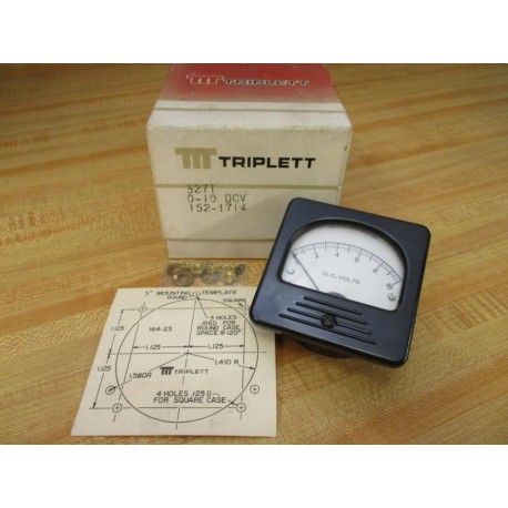 Triplett 327T 0-10 VDC Voltage Panel Meter 0 - 10 D.C.Volts