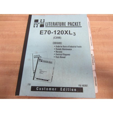 Hyster 1483967 Literature Packet E70-120XL3 Customer Edition - Used