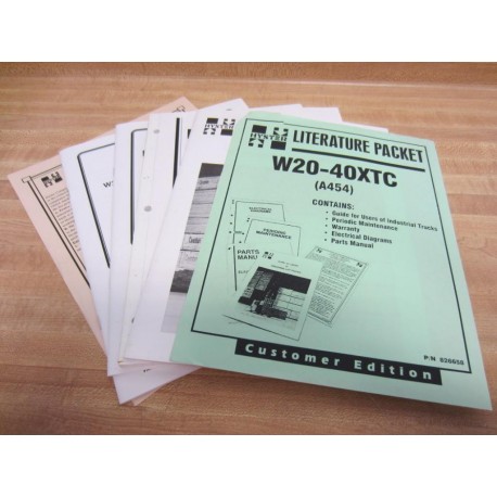 Hyster 826658 Literature Packet W20-40XTC Customer Edition Hy-826658 - New No Box