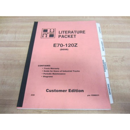 Hyster 1596631 Literature Packet E70-120Z Customer Edition - Used