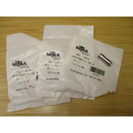 Nitra Pneumatics US14-SS Straight Union US14SS (Pack of 3)