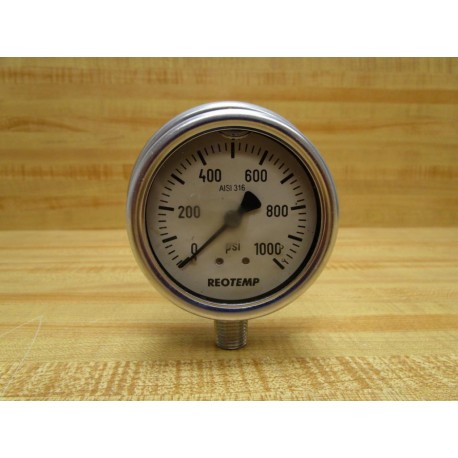 Reotemp 0-1000 PSI Pressure Gauge 01000PSI Some Scratches - Used