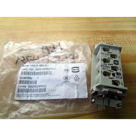 Harting 09310062701 Connector HAN 6 HSB-BU