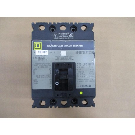Square D FAL36030 30A Circuit Breaker - Used