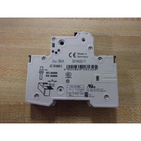 Siemens 5SY4102-7 Circuit Breaker 5SY41027 2 Amp - New No Box