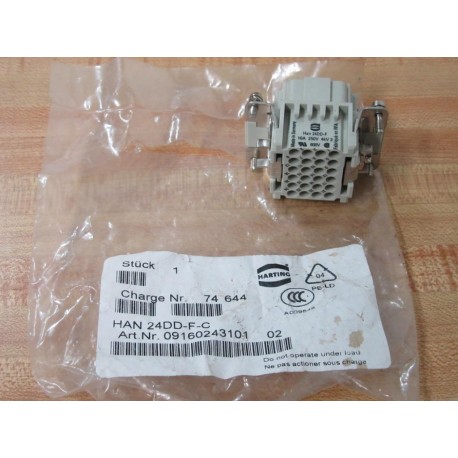 Harting 09160243101 Heavy Duty Connector Insert HAN 24DD-F-C