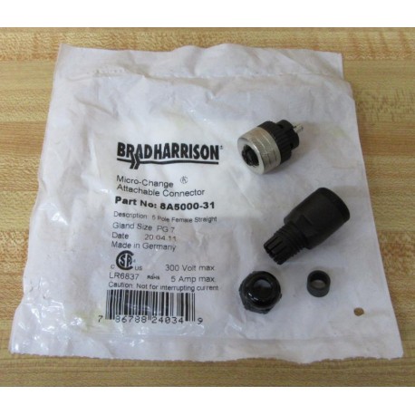 Brad Harrison Daniel Woodhead 8A5000-31 Connector 8A500031