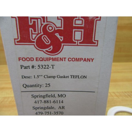 F&H 5322-T Clamp Gasket Teflon 5322T (Pack of 15)