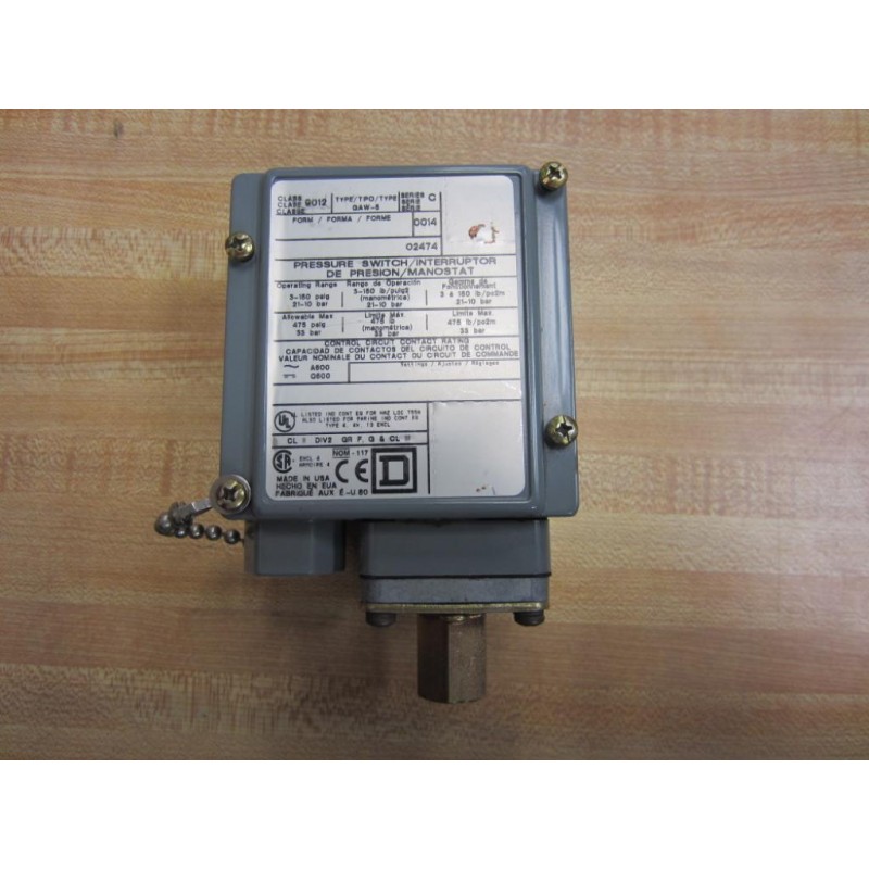 Square D 9012-GAW-5 Pressure Switch 9012GAW5 - Used - Mara Industrial