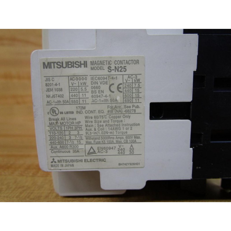 Mitsubishi S-N25 Contactor SN25 - Used - Mara Industrial