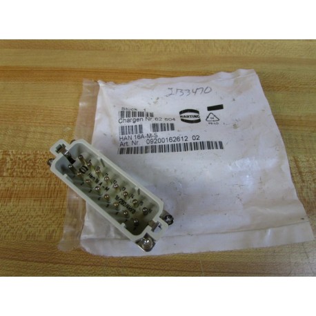 Harting 09200162612 02 Male Connector Insert HAN 16A-M-S