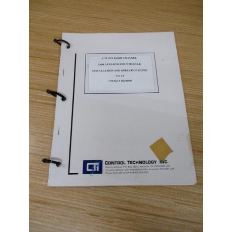 Control 062-00108 CTI 2552 Installation & Operation Guide 06200108 - Used