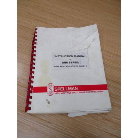 Spellman RHR 30P60C Power Supply Instruction Manual RHR30P60C - Used