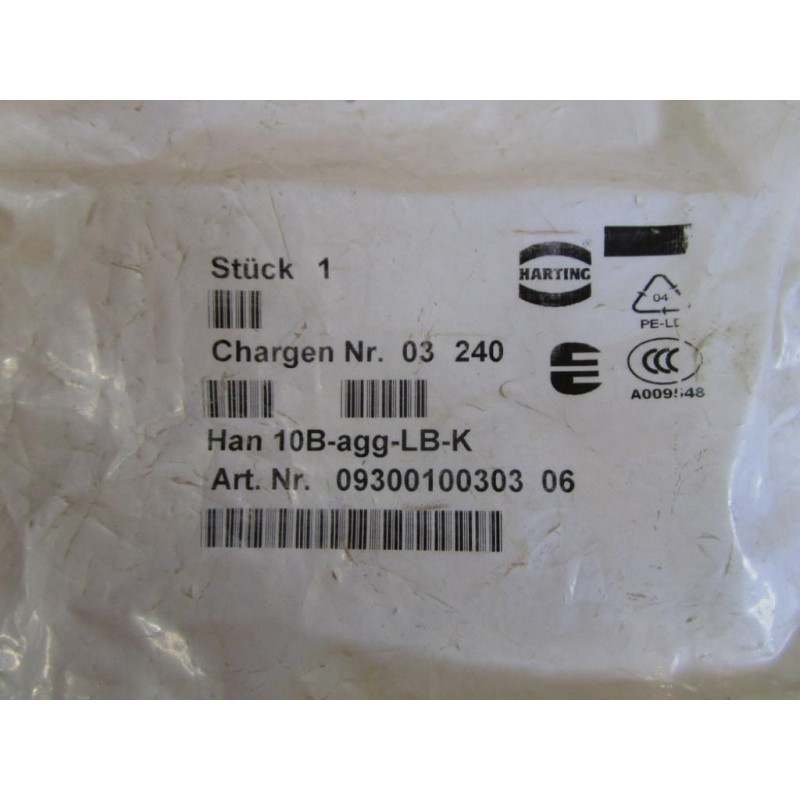 Harting 09300100303 Connector Housing Han 10B-agg-LB-K WHan 10 E-F ...