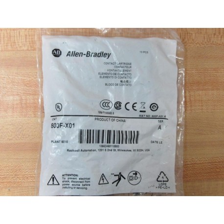 Allen Bradley 800F-X01 Contact Block 800F-XO1 (Pack of 10)