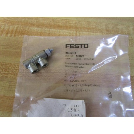 Festo HGL-M5-B Piloted Check Valve 530029