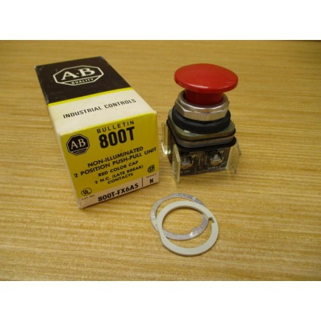 Allen Bradley 800T-FX6A5 Push-Pull Button Red, SER. N W(2) 800T-XD4