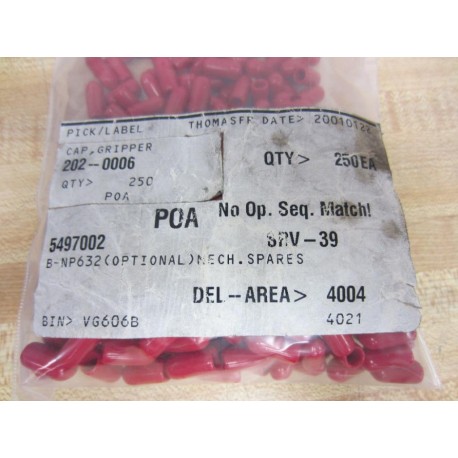 202-0006 Cap Gripper 2020006 Red (Pack of 250)