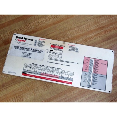 Pass & Seymour ASC10038-36 Straight Blade Devices wSlide-Chart ASC1003836 - New No Box