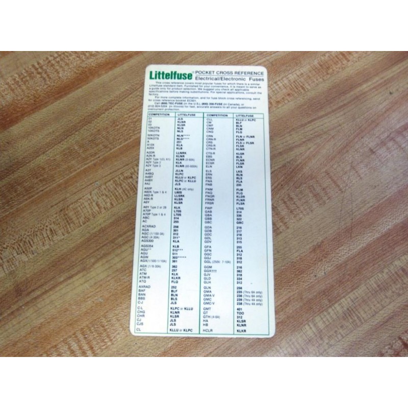 Littelfuse Cross Reference Chart